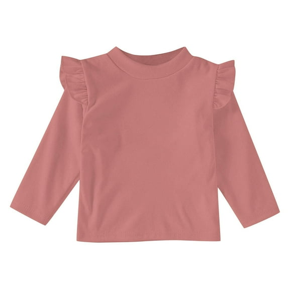 breaise Toddler Girl Ruffle Long Sleeve T-Shirt Fall Warm Fleece Shirt Cozy Pullover Blouses