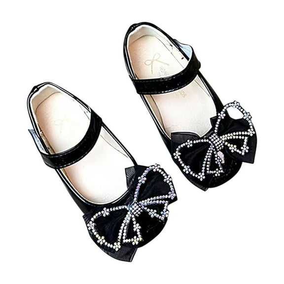breaise Toddler Girls Mary Jane Shoes Slip On Flats Cute Glitter Bow Dress Shoes Soft Dance Ballet Flats