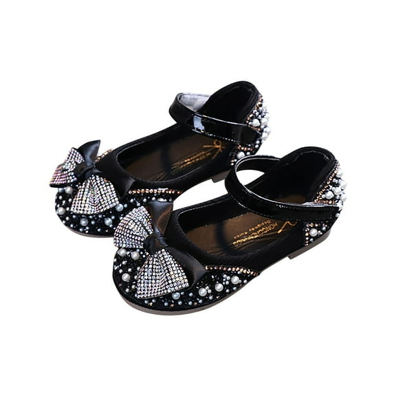 breaise Toddler Girls Sparkle Princess Dress Shoes Bow Wedding Party Flower Bridesmaids Mary Jane Ballet Flats for Kid