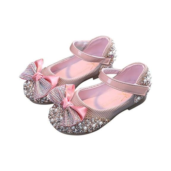 breaise Toddler Girls Sparkle Princess Dress Shoes Bow Wedding Party Flower Bridesmaids Mary Jane Ballet Flats for Kid