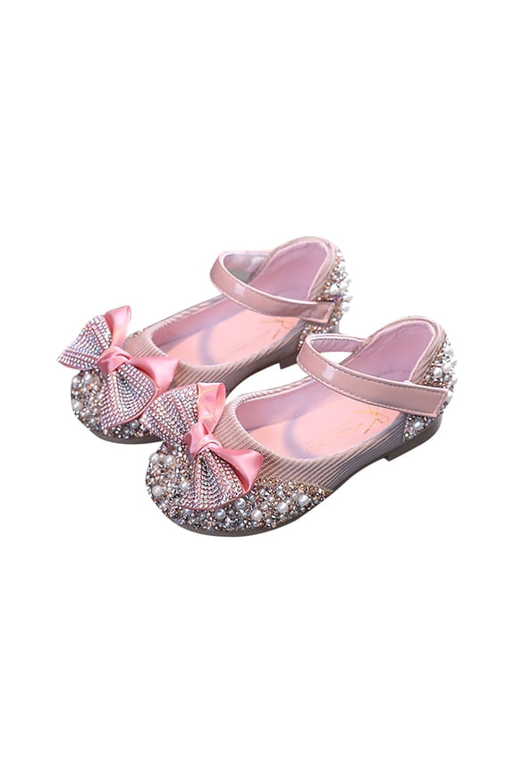 Toddler Girls Sparkle Princess Dress Shoes Bow Wedding Party Flower Bridesmaids Mary Jane Ballet Flats for Kid
