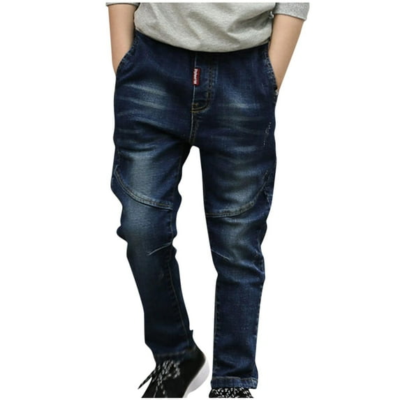 breaise Toddler Kid Boy Denim Jeans Elastic Full Length Pants Loose Fit Outerwear Pants