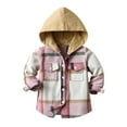 thumbnail image 1 of breaise Toddler Kids Boys Girls Flannel Shirt Jackets Hooded Coat Outwear Fall Long Sleeve Button Down Plaid Shirts Casual Hoodie Shacket Jacket with Pockets, 1 of 4