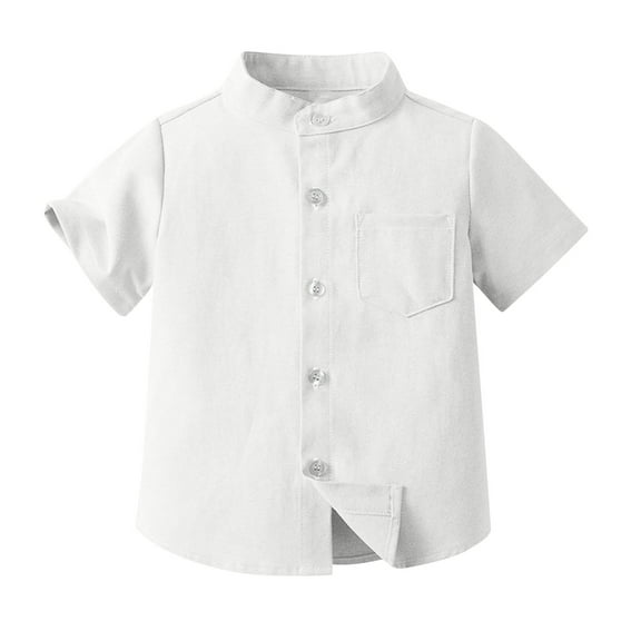 breaise Toddler Little Boy Button Down Henley Shirt Short Sleeve Solid Stand Collar Tshirt Baby Summer Clothes for Kids 0-2years