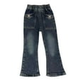 thumbnail image 1 of breaise Toddler Little Girls Distressed Jeans Denim Pants Trendy Flared Pants Summer Fall Loose Denim Pants Casual Outerwear Pants, 1 of 3