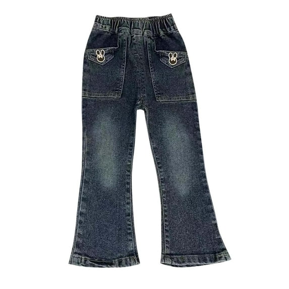 breaise Toddler Little Girls Distressed Jeans Denim Pants Trendy Flared Pants Summer Fall Loose Denim Pants Casual Outerwear Pants