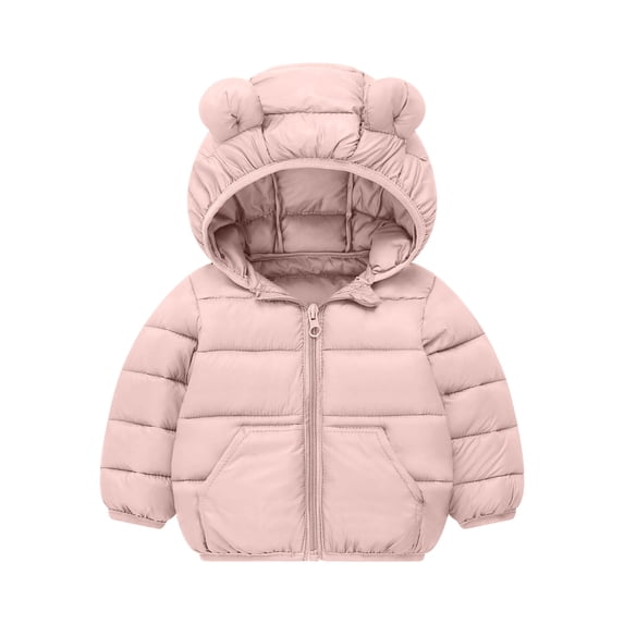 breaise Toddler Puffer Jacket with Bear Ear Kids Boys Girls Hooded Fleece Coat Warm Zipper Winter Jackets Outwear