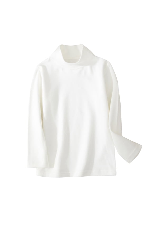 Toddlers Boys Girls Thermal Shirts Basic Solid Color Turtleneck T-Shirt Soft Mock Neck Long Sleeve Tops