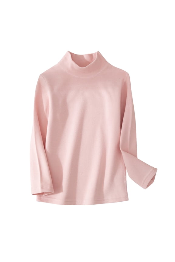 Toddlers Boys Girls Thermal Shirts Basic Solid Color Turtleneck T-Shirt Soft Mock Neck Long Sleeve Tops