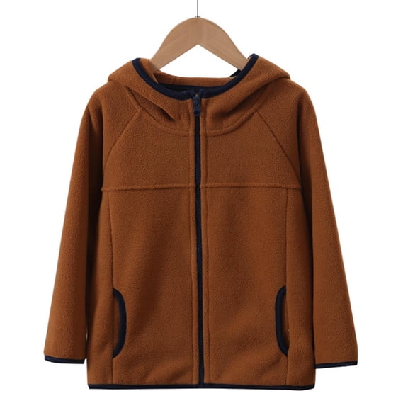 breaise Toddlers Girls Boys Fleece Hoodie Casual Full-Zip Hooded Jacket Cute Solid Long Sleeve Fuzzy Sweatshirt With Pockets 4-14 Years