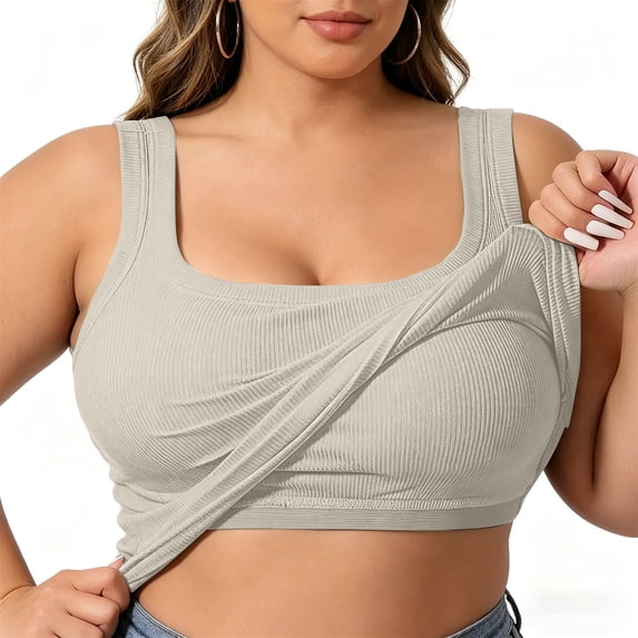 breaise U-Back Workout Tank Tops for Women with Built in Bra Plus Size Sleeveless Shirts Gym Athletic Yoga Crop Tops