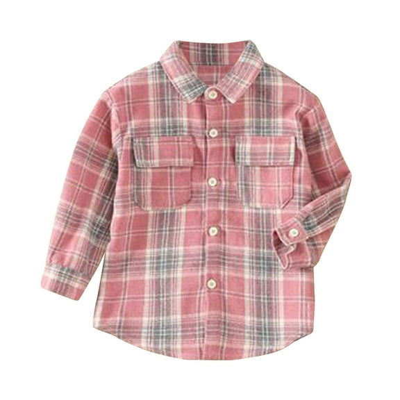 breaise Unisex Kids Flannel Plaid Shirts Boy Girl Button Down Long Sleeve Shirt Shackets Fall Jacket Clothes 3-8Years