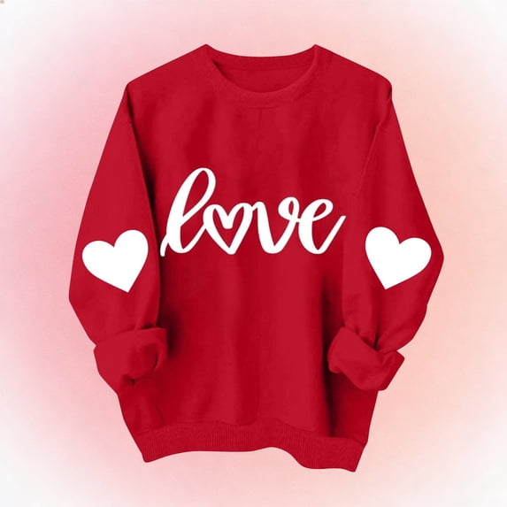 breaise Valentines Sweatshirts for Kids Girls Oversized Sweatshirt Cute Love Heart Long Sleeve Tops for Kids 1-13 Years