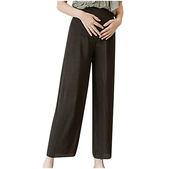 breaise Wide Leg Maternity Pants Women Over The Belly Stretch Pregnancy Cropped Yoga Pants Loose Chiffon High Waisted Pregnancy Yoga-Pants