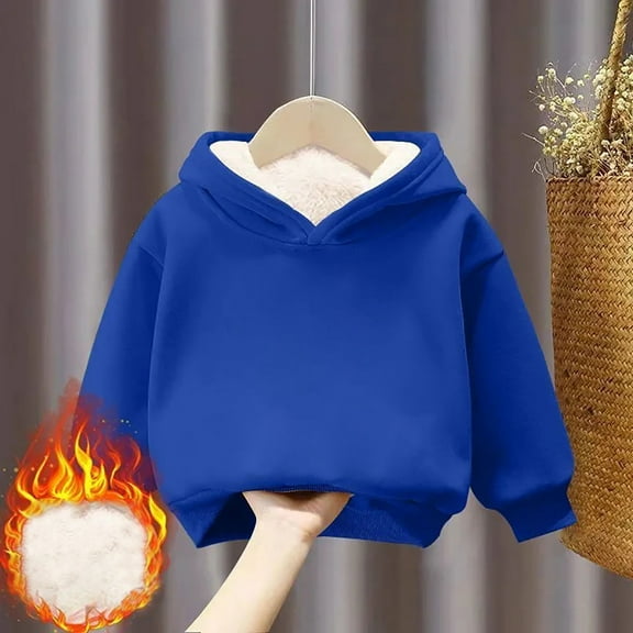 breaise Winter Sherpa Lined Hoodie for Kids Boy Girsl Warm Fleece Hooded Sweatshirt Thermal Pullover with Pocket