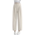 thumbnail image 1 of breaise Women Maternity Pants,High Waisted Lounge Pregnancy Pants Over The Belly Wide Leg Trousers with Pockets L Beige, 1 of 5