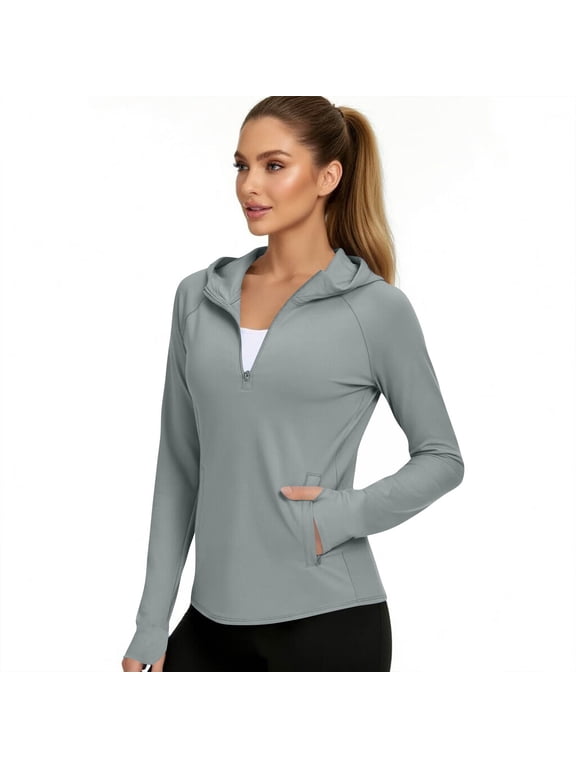 Women Slim Fit Zip-Up Workout Jacket UPF 50+ Sun Protection Coats Lightweight Athletic Gym Jackets for Yoga Running Sports