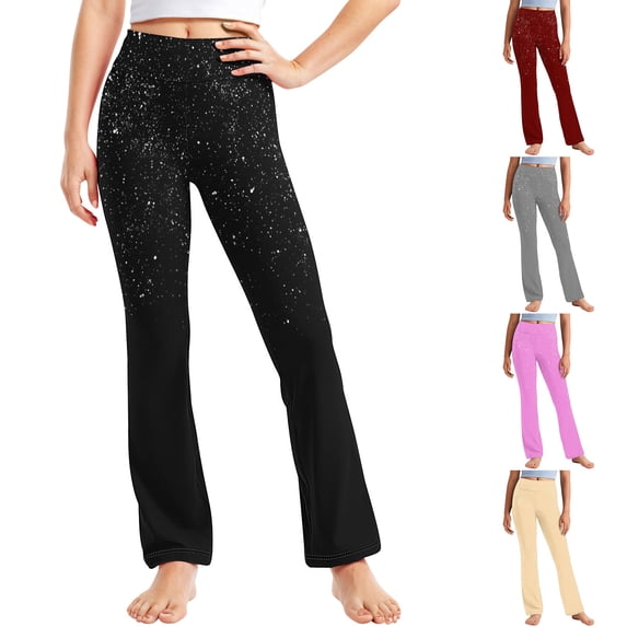 breaise Women Sparkly Flared Pants Y2K Sequin Bell Bottom Legging Pant Trendy Workout Tights 2-13Years