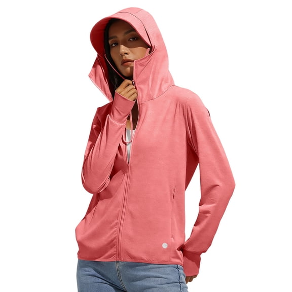 breaise Women UPF 50+ UV Sun Protection Coat Zip Up Hoodie SPF Long Sleeve Sun Shirt Fishing Hiking Outdoor Jacket