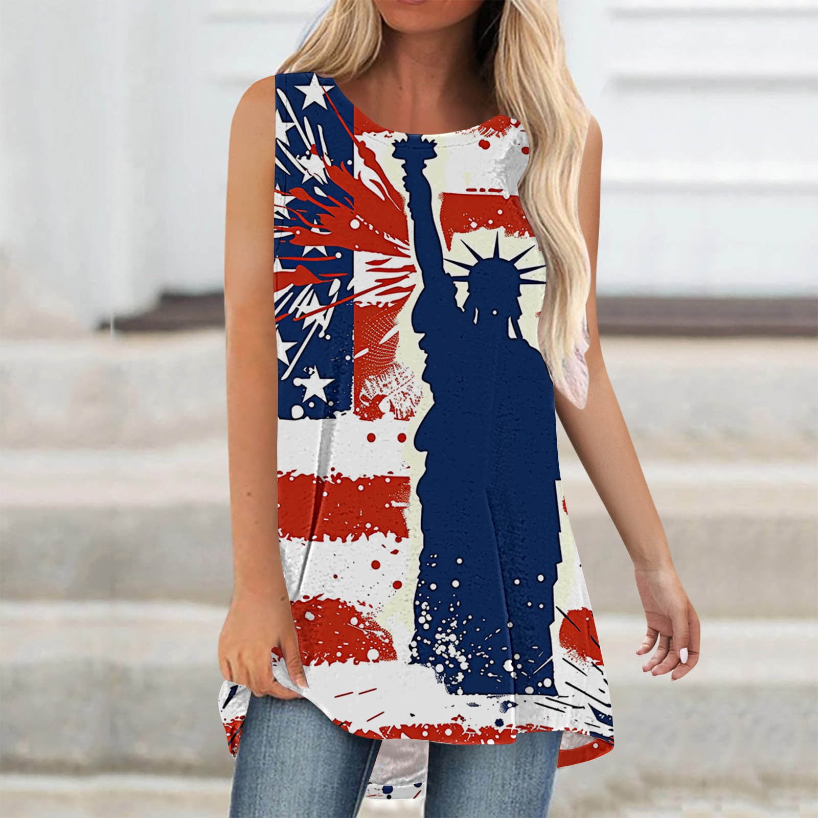 breaise Women's 4th of July Tank Tops Proud Patriotic American Flag