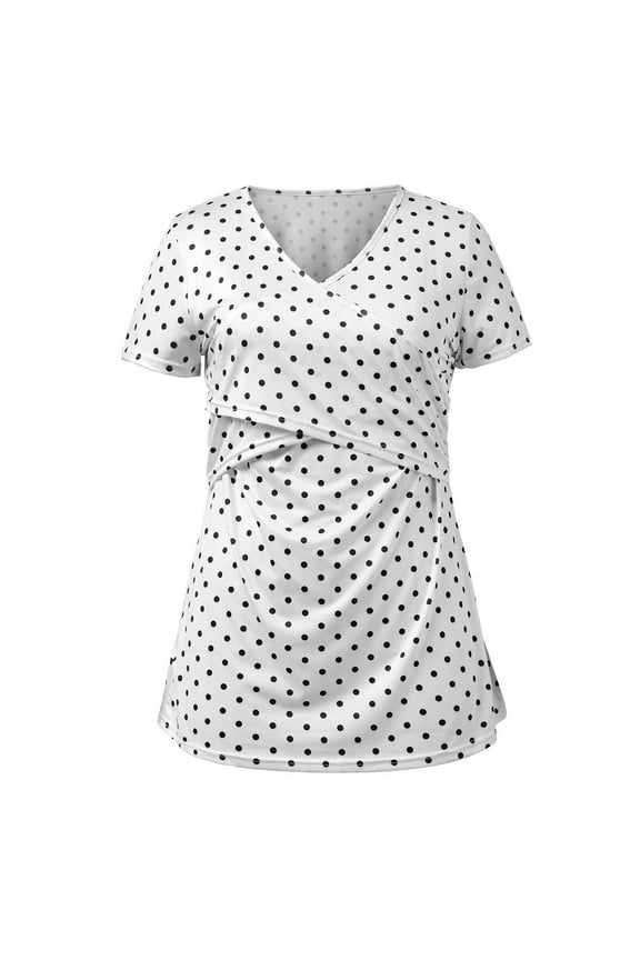 Women's Dressy Maternity Nursing Tops, 2025 Layered Wrap for Breastfeeding, Elegant V-Neck Ruched Pregnancy Tee Top Tunic Blouse Casual Mama Clothes