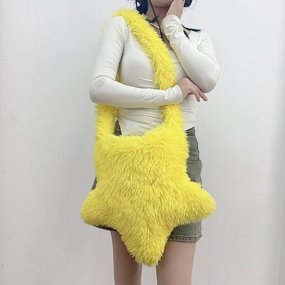 breaise Women's Fuzzy Star Crossbody Tote Bags Furry Shoulder Bag Cute Purse Handbag