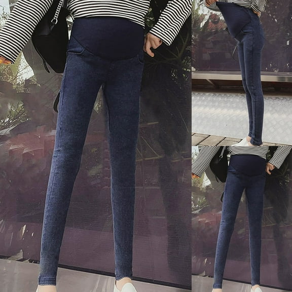 breaise Women's Maternity Jeans Over Belly Skinny Stretchy Pants Comfy Slim Pregnancy Pants High Waist Pregnancy Jeggings with Pockets