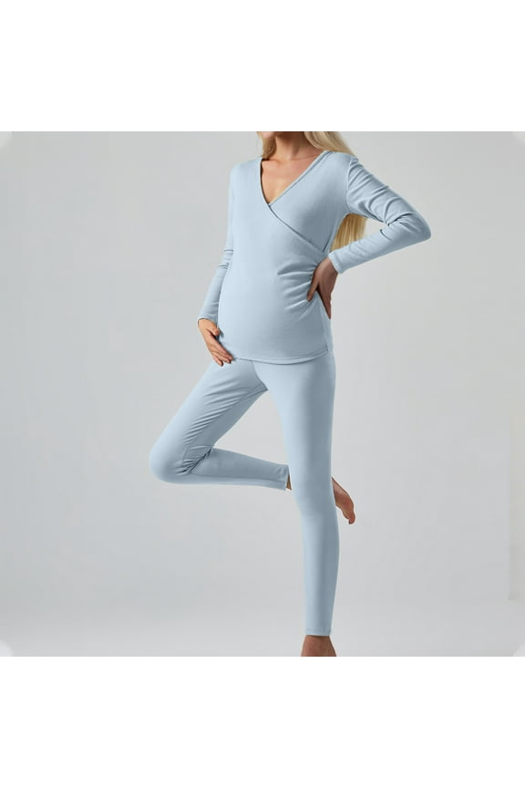 Women's Maternity Nursing Pajamas Set Breastfeeding Sleepwear Long Sleeve Top & Shorts Pregnancy PJS Postpartum Pajamas Breastfeeding Pregnancy Clothes