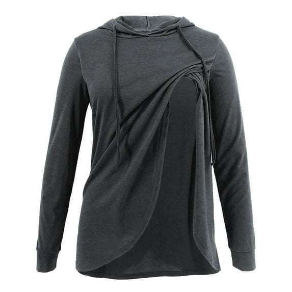 breaise Women's Maternity Nursing Tops Short & Long Sleeve Side Ruched Breastfeeding Shirts Nursing Shirts Double Layer Pregnancy Tee S-2XL