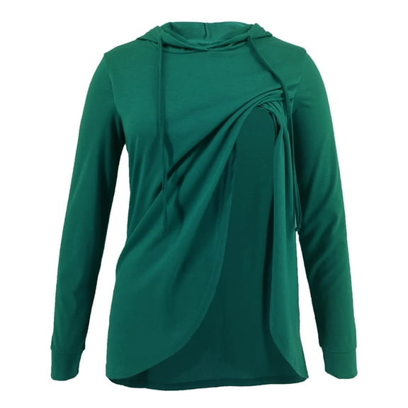 breaise Women's Maternity Nursing Tops Short & Long Sleeve Side Ruched Breastfeeding Shirts Nursing Shirts Double Layer Pregnancy Tee S-2XL