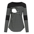 thumbnail image 1 of breaise Women's Nursing Tops Color Block Maternity Long Sleeve Shirts for Breastfeeding Shirts Double Layer Pregnancy Tee Mama Clothes S-2XL, 1 of 9