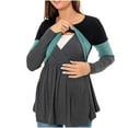 thumbnail image 1 of breaise Women's Nursing Tops Color Blocking Breastfeeding Shirts Crewneck Short Sleeve Maternity Tees Cute Pregnancy Shirts, 1 of 7