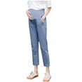 thumbnail image 1 of breaise Women's Stretch Over The Belly Pants Ankle Straight Leg Pregnancy Dress Pants Cotton Linen Mama Pants, 1 of 9