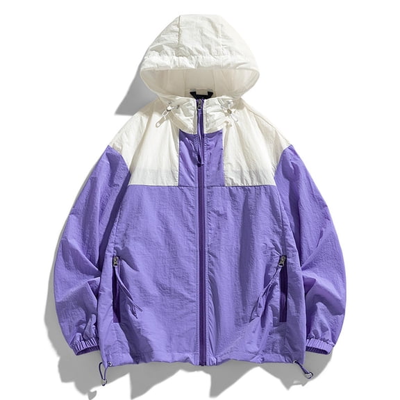 breaise Women's Sun Jackets Lightweight Hiking Fishing Hoodie UPF 50+ Color Block Workout Coat Long Sleeve UV Jacket with Pockets