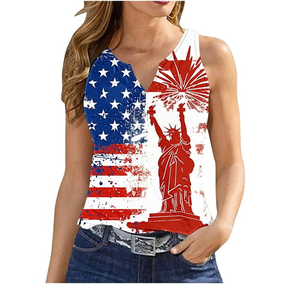 breaise Womens 4th of July Tank Tops Summer Patriotic American Flag Graphic Tshirts Cute Sleeveless T-shirts Cami Soft V Neck Tanks Plus size Blouses for Women