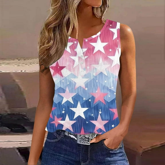 breaise Womens 4th of July Tank Tops Summer Patriotic Red White and Blue Graphic Tshirts Elegant Sleeveless T-shirts Camisole Comfy V Neck Tanks Plus Size Tops for Women