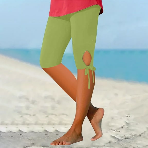 breaise Womens Capri Leggings High Waisted Tummy Control Yoga Pants Basic Solid Casual Workout Capris Buttery Soft Milk Silk Leggings 2024 Summer