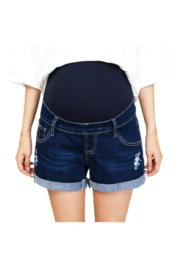Womens Maternity Denim Shorts Under Belly Maternity Lounge Jean Shorts Over Belly Pregnancy Workout Running Pajama Shorts