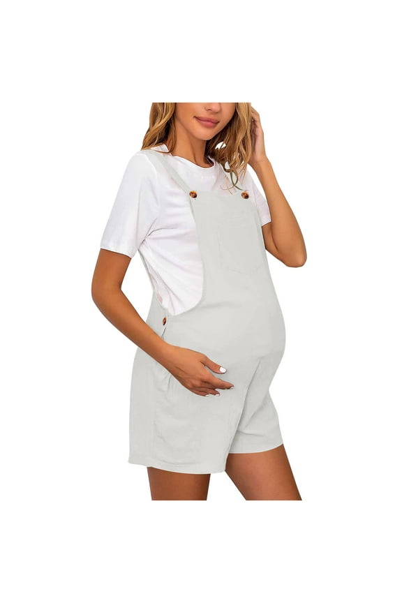 Womens Maternity Jumpsuit Pregnancy Casual Romper Spaghetti Strap Tank Top Baggy Shorts Jumpsuits with Pockets