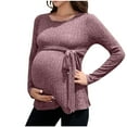 thumbnail image 1 of breaise Women's Wrap V-Neck Maternity Shirts Long Sleeve Pregnancy Tops Casual Ribbed Knit Pregnant Tops Slim Fitted Blouse Casual Mama Clothes, 1 of 7