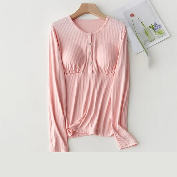 breaise Womens Maternity Tops Cozy Cotton Button Up Pregnancy Shirts Casual Loose fit Breastfeeding Nursing Shirt