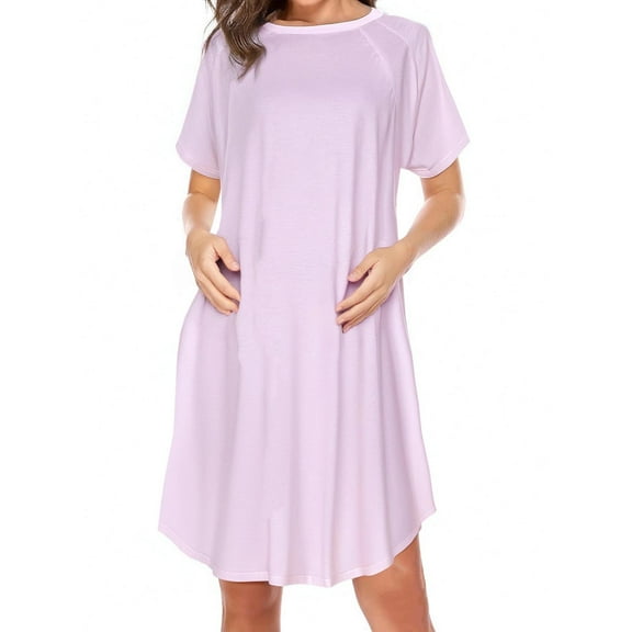 breaise Womens Nightgown Maternity Sleepwear Short Sleeve Sleep Shirt Pregnancy Crewneck Tshirt Dress Lounge Nightshirt