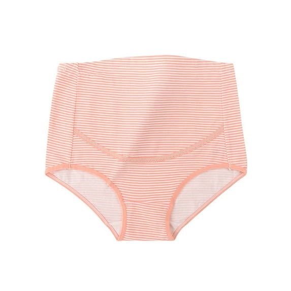 breaise Womens Over The Bump Maternity Panties High Waist Full Coverage Pregnancy Underwear Plus Size Stripe Cotton Maternity Underwear