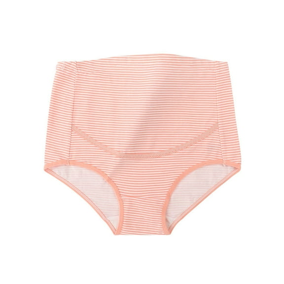 breaise Womens Over The Bump Maternity Panties High Waist Full Coverage Pregnancy Underwear Plus Size Stripe Cotton Maternity Underwear