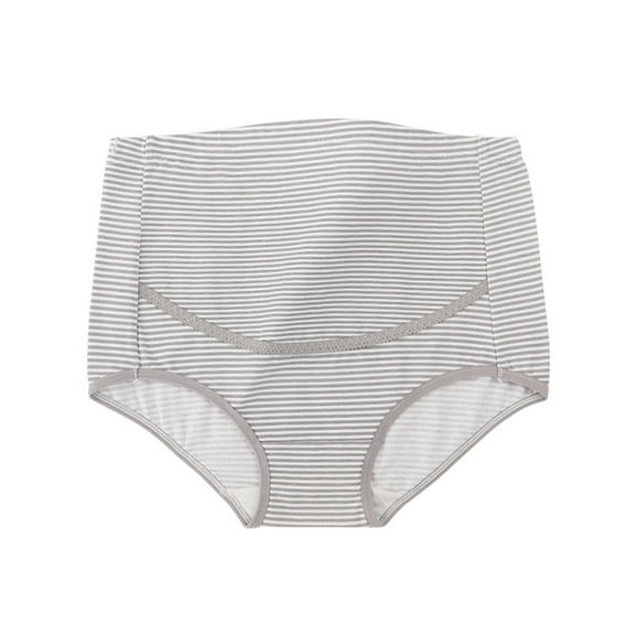 breaise Womens Over The Bump Maternity Panties High Waist Full Coverage Pregnancy Underwear Plus Size Stripe Cotton Maternity Underwear