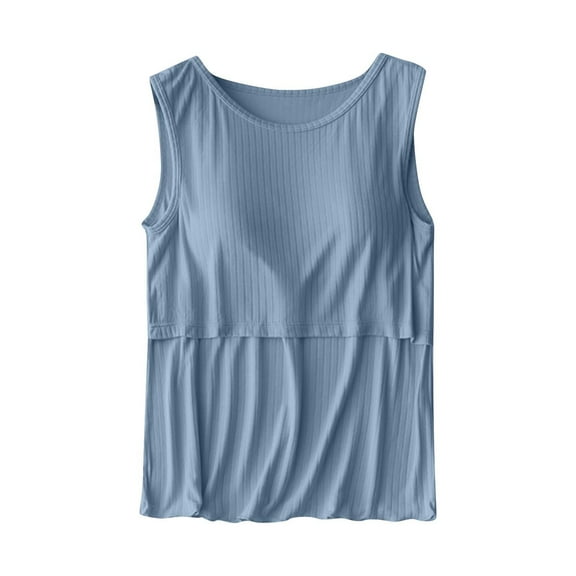 breaise Womens Summer Maternity Nursing Tank Tops Ribbed Knit Sleeveless Shirts Soft Double Layer Breastfeeding Shirt Pregnancy Clothes