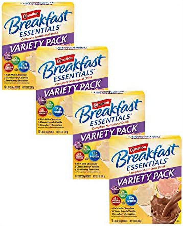 breakfast powder drink mix variety pack, complete nutritional drink, 10