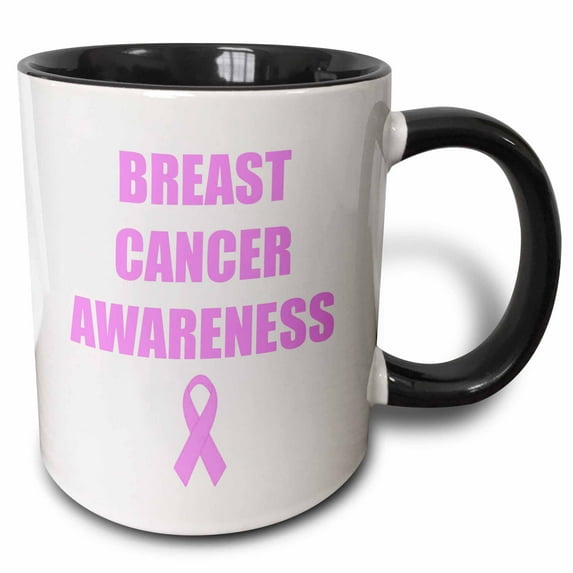 breast cancer awareness pink letters with pink bow 11oz Two-Tone Black Mug mug-201841-4