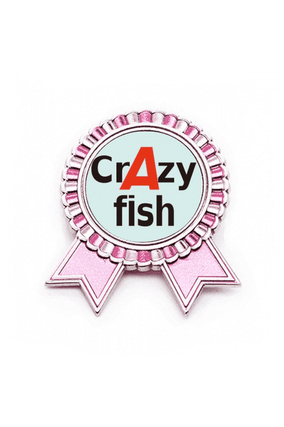 brief best cool fish fish Badge Brooch Pin Pink Winner Award Medal