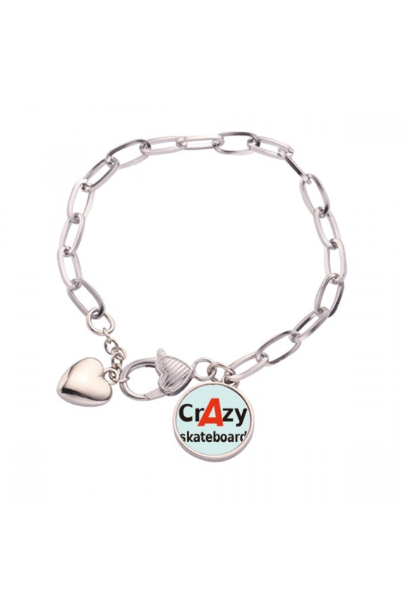 brief best cool skateboard skids heart chain bracelet jewelry charm fashion